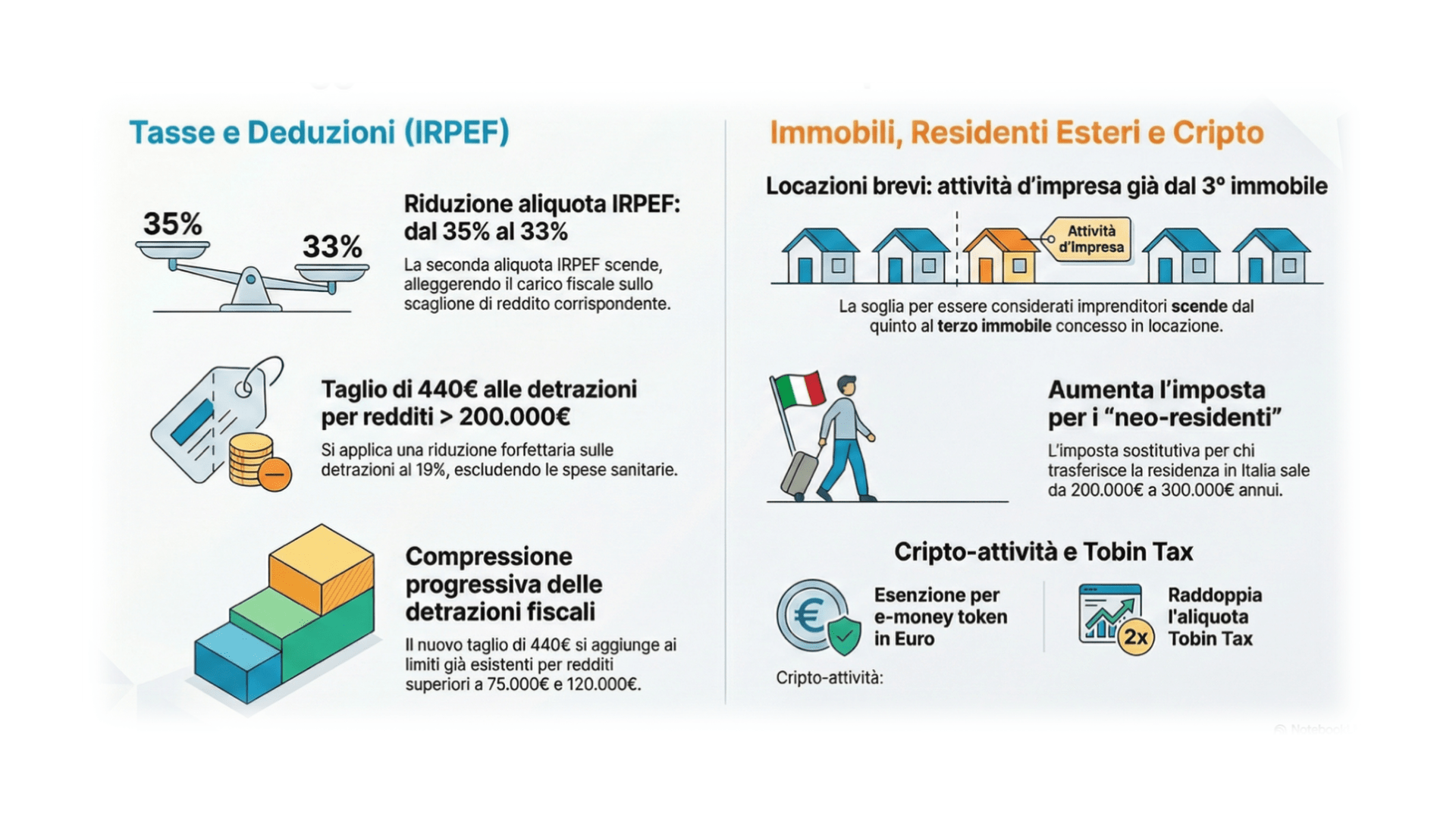 NOVITÀ IN MATERIA DI IRPEF, REDDITI DELLE PERSONE FISICHE E DETRAZIONI